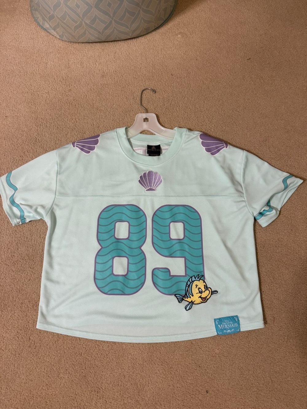Disney Little Mermaid Light Aqua Jersey Top - '89' Graphic